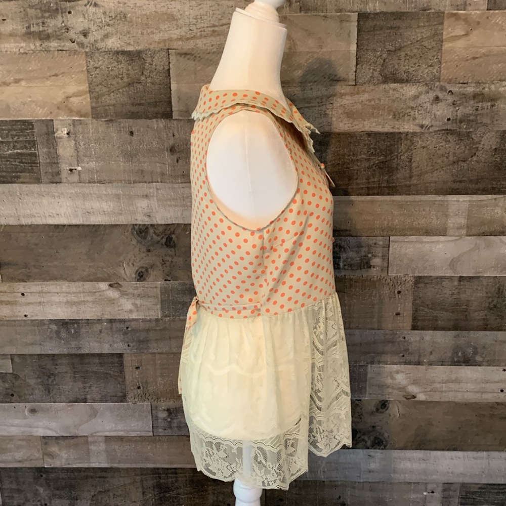 Aniina Sleeveless Polka Top with Peter Pan collar Size M - Picture 3 of 16